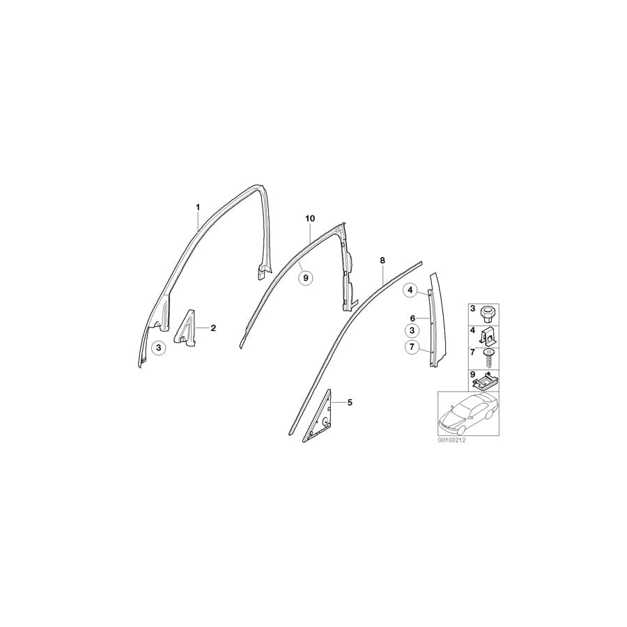 Genuine BMW 51337042186 E65 E66 Cover, Window Frame, Door Front Right (Inc. 760i, 730d & 740d) | ML Performance UK Car Parts