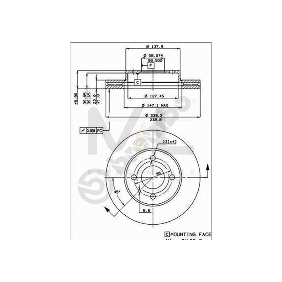 BREMBO 09.3140.10 Brake Disc Internally Vented | ML Performance Car Parts