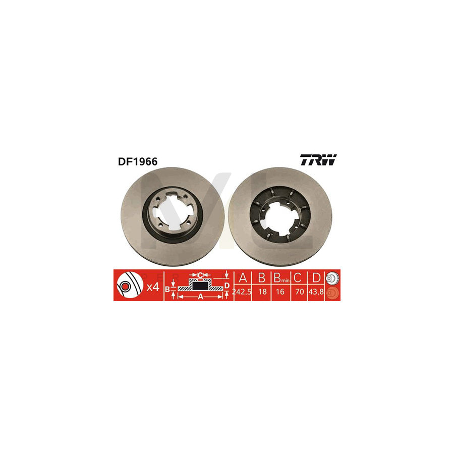 TRW DF1966 Brake Disc Vented | ML Performance Car Parts