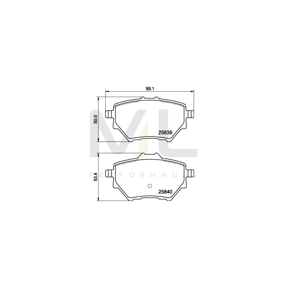 Hella 8DB 355 020-991 Brake Pad Set Not Prepared For Wear Indicator, With Brake Caliper Screws, With Accessories | ML Performance Car Parts