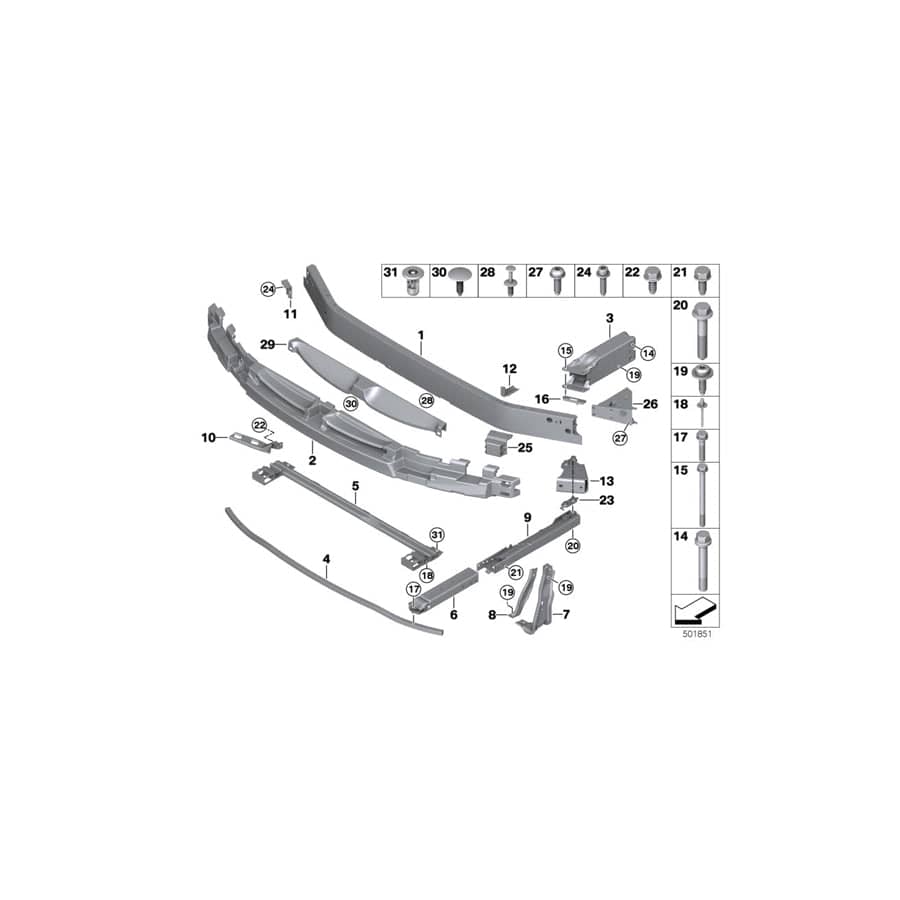 Genuine BMW 51117342439 F39 F48 Mount, Bumper, Front, Top (Inc. X2 28i, X1 20d & X1 25iX) | ML Performance UK Car Parts