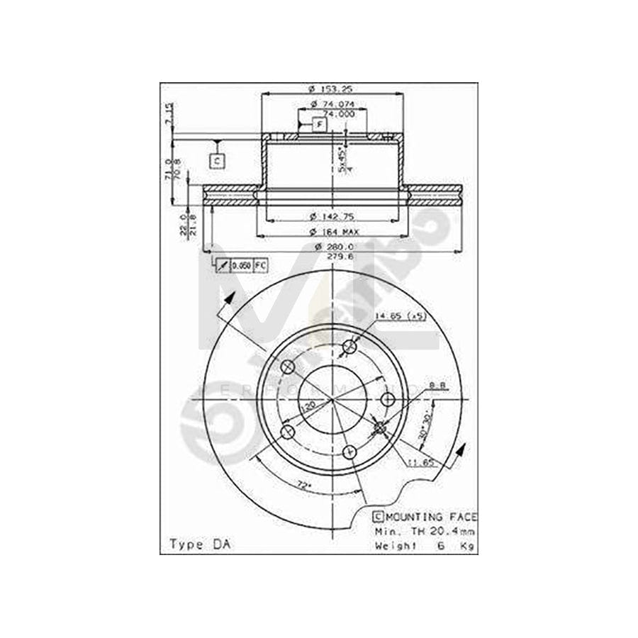 BREMBO 09.3949.10 Brake Disc Internally Vented, with bolts/screws | ML Performance Car Parts