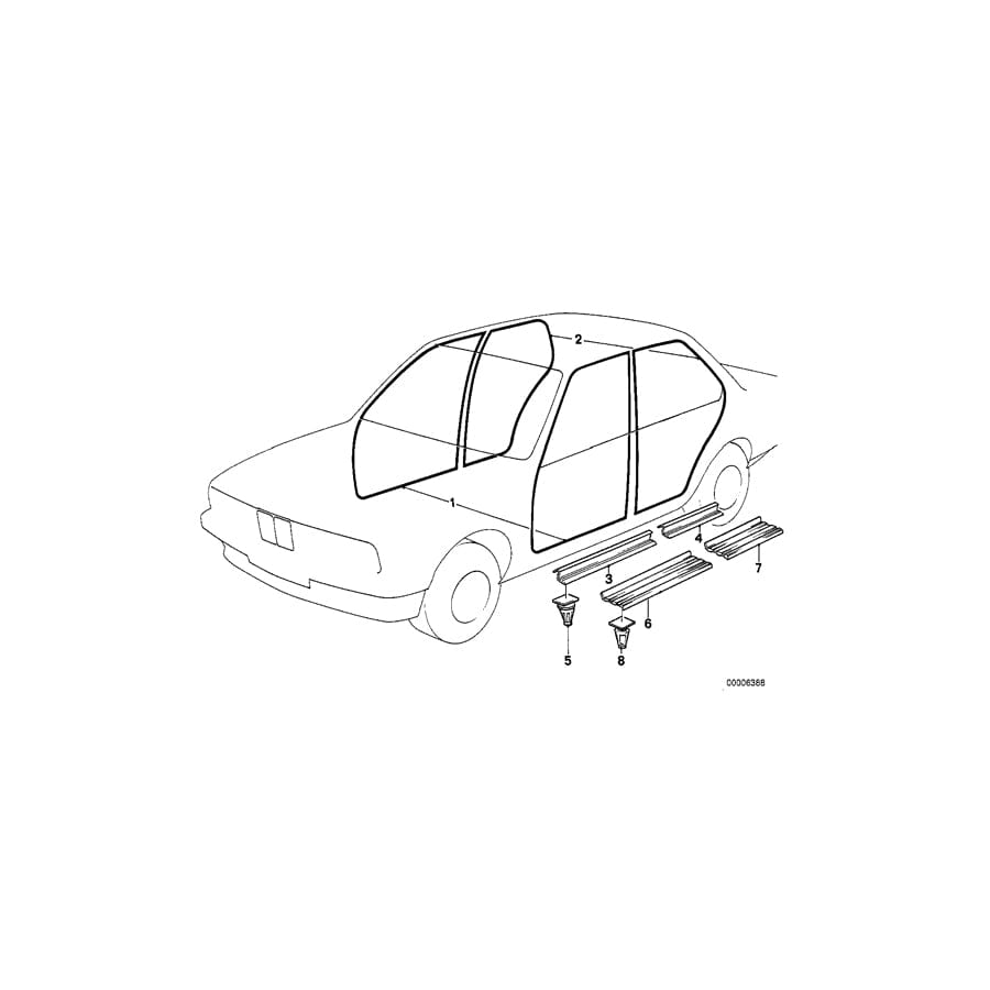 Genuine BMW 51478139196 E32 Sill Strip Rear Right SILBERGRAU (Inc. 750i, 735i & 730i) | ML Performance UK Car Parts