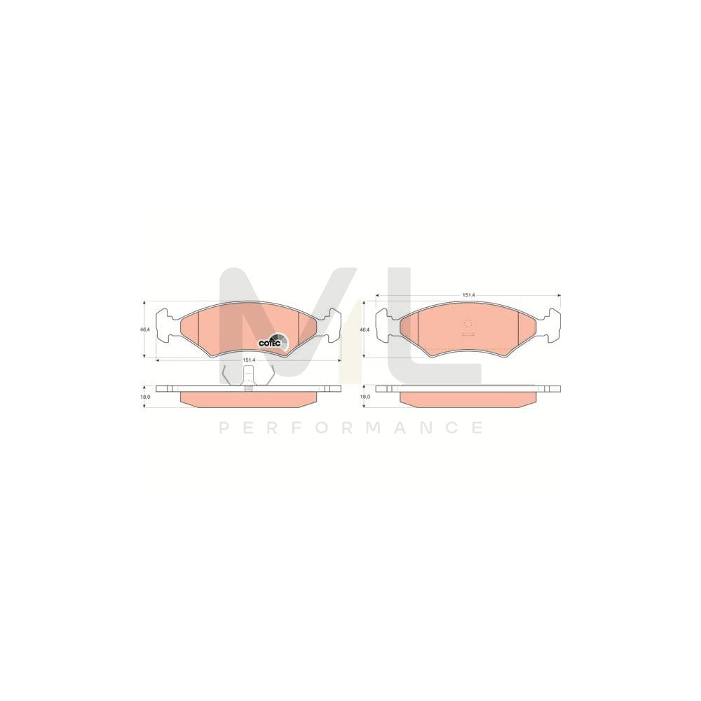 TRW Cotec Gdb255 Brake Pad Set Not Prepared For Wear Indicator | ML Performance Car Parts