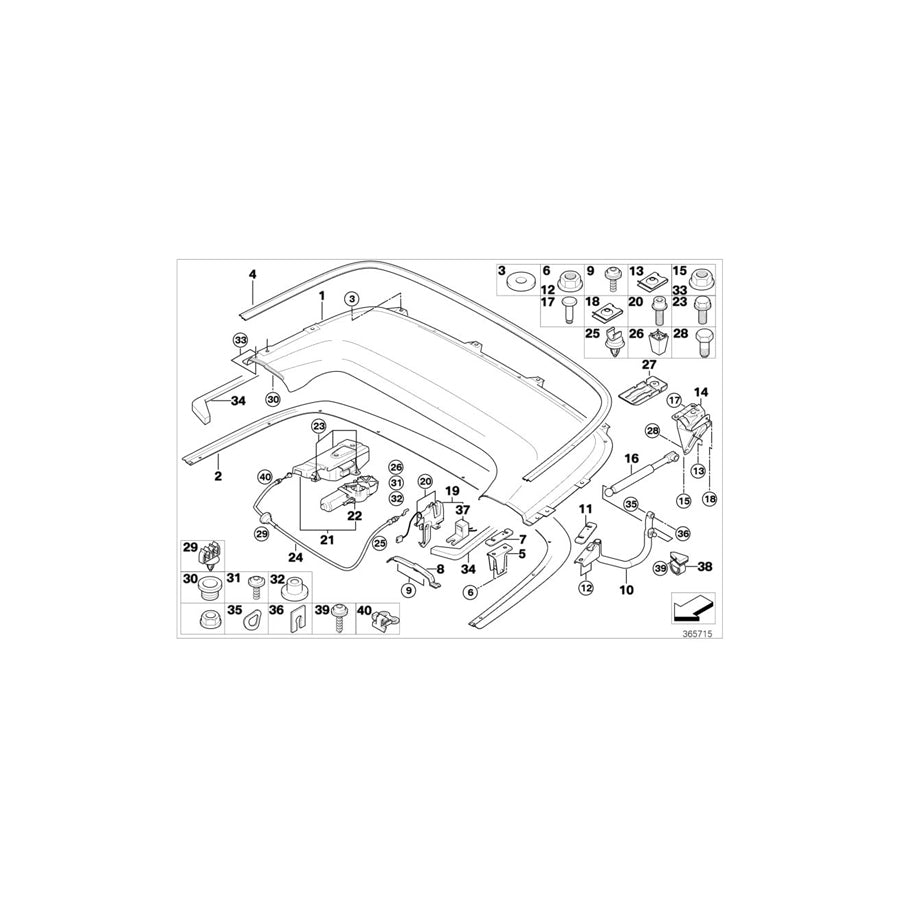 Genuine BMW 51177894361 E46 Molding, Folding Top Lid HOCHGLANZ SW (Inc. 325Ci, 330Cd & 320Ci) | ML Performance UK Car Parts