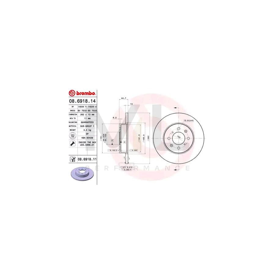 BREMBO COATED DISC LINE 08.6918.11 Brake Disc Solid, Coated, with bolts/screws | ML Performance Car Parts