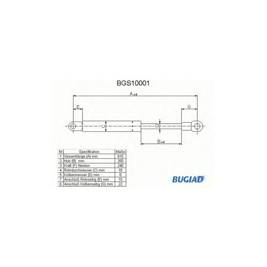 Bugiad BGS10001 Bonnet Strut For Alfa Romeo 164 (164)