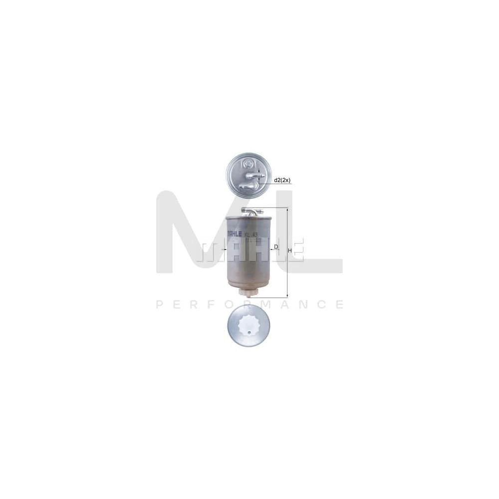 MAHLE ORIGINAL KL 43 Fuel filter In-Line Filter, with water drain screw | ML Performance Car Parts