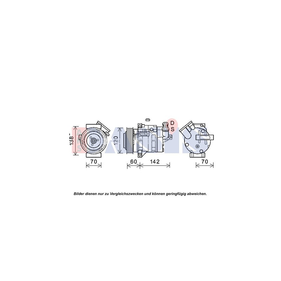 AKS Dasis 852804N Compressor, Air Conditioning For Chevrolet Cruze Saloon (J300) | ML Performance UK