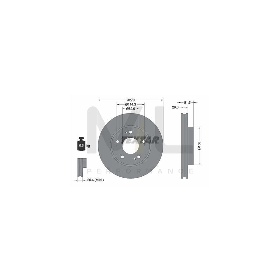 TEXTAR PRO 92270803 Brake Disc for MITSUBISHI L 200 Internally Vented, Coated, without wheel hub, without wheel studs | ML Performance Car Parts