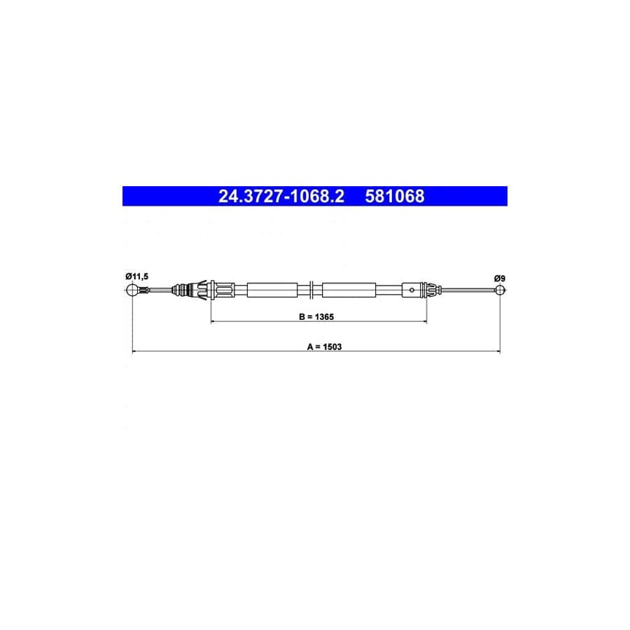 ATE 24.3727-1068.2 Hand Brake Cable