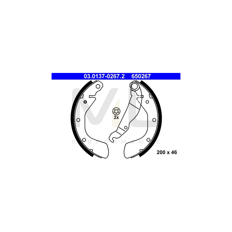 ATE 03.0137-0267.2 Brake Shoe Set with lever | ML Performance Car Parts