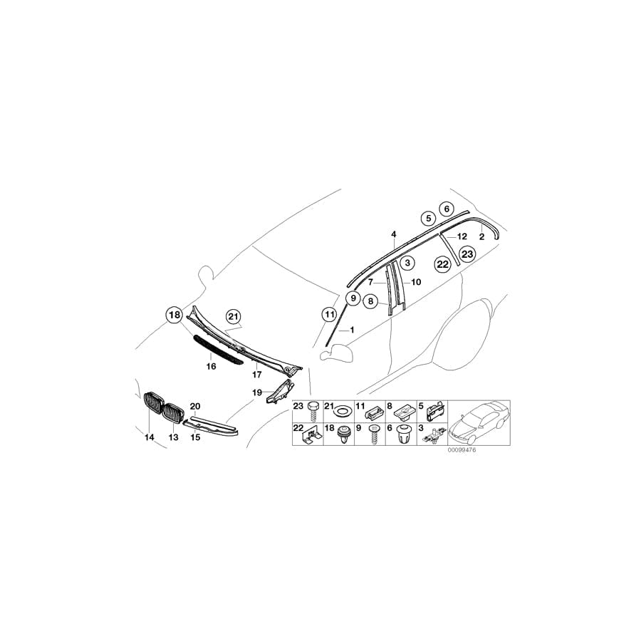 Genuine BMW 51137890668 E46 Molding, Roof Drainage, Right Rear GLANZSCHWARZ (Inc. 330d, 330xi & 320d) | ML Performance UK Car Parts