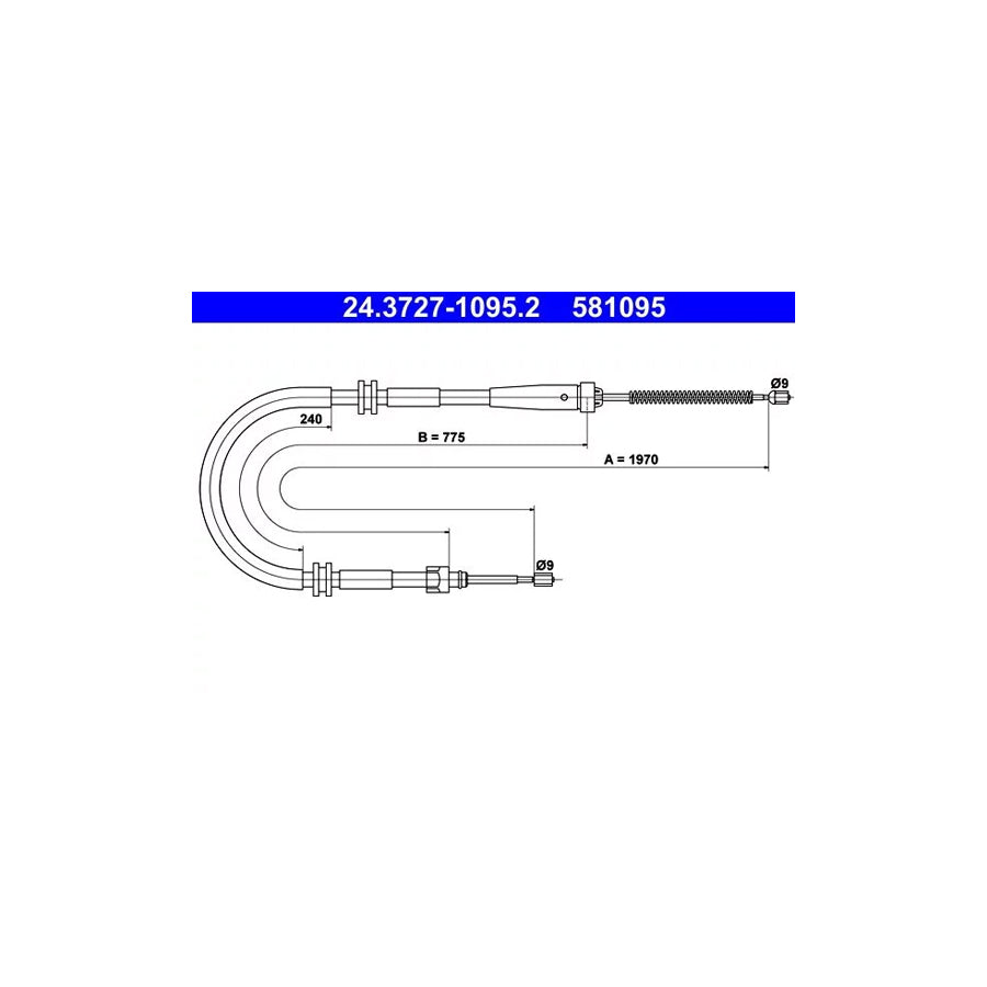 ATE 24.3727-1095.2 Hand Brake Cable For Renault Kangoo