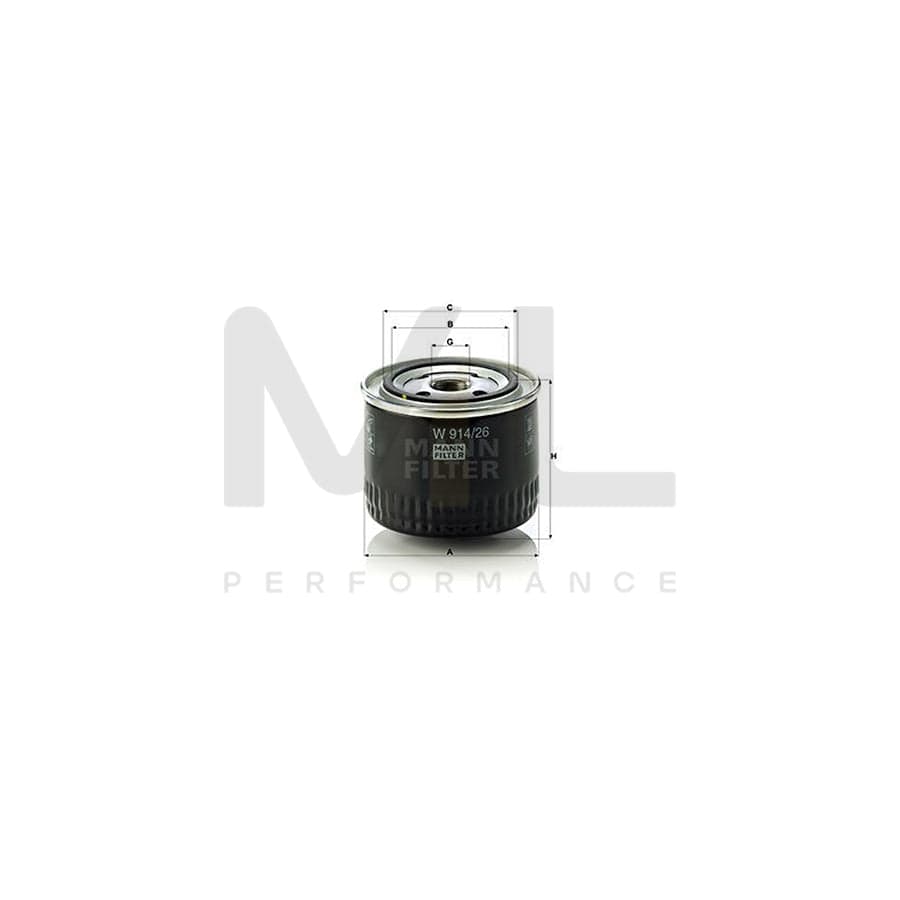 MANN-FILTER W 914/26 Oil Filter Spin-on Filter | ML Performance Car Parts