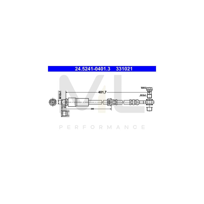 ATE 24.5241-0401.3 Brake Hose for FIAT CROMA 401,7mm, M10x1 | ML Performance Car Parts