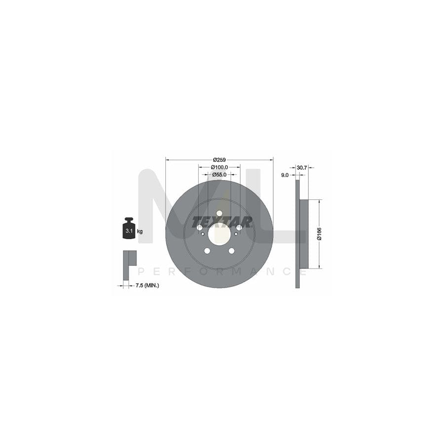 TEXTAR 92224000 Brake Disc Solid, without wheel hub, without wheel studs | ML Performance Car Parts