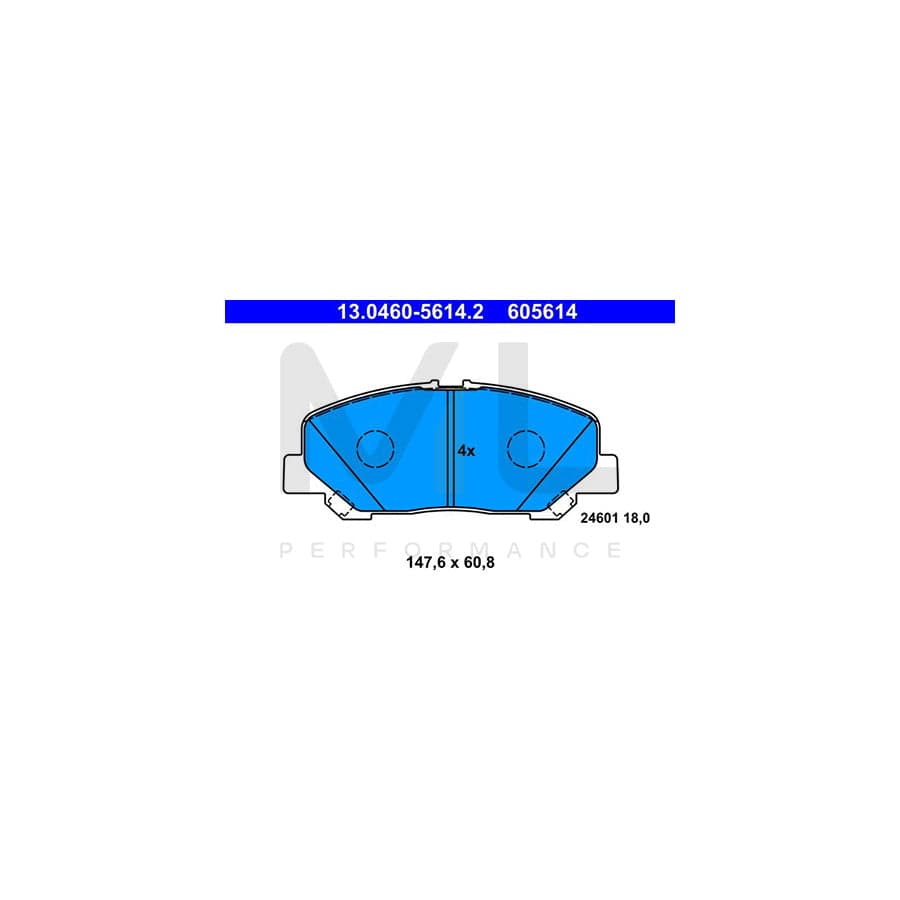 ATE 13.0460-5614.2 Brake pad set excl. wear warning contact, not prepared for wear indicator | ML Performance Car Parts