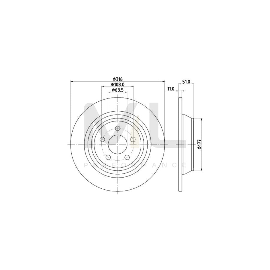 HELLA 8DD 355 126-551 Brake Disc Solid, Coated, without wheel hub, without wheel studs | ML Performance Car Parts