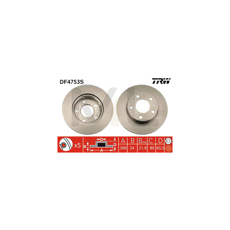 TRW DF4753S Brake Disc Vented | ML Performance Car Parts