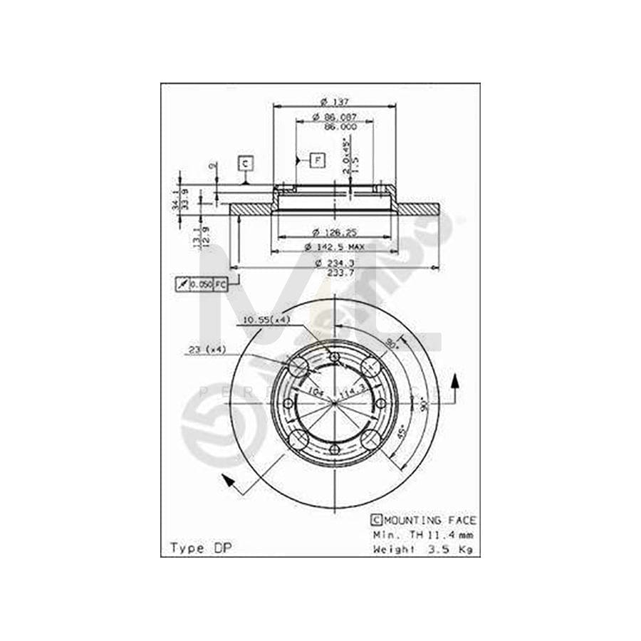 BREMBO 08.7072.10 Brake Disc Solid | ML Performance Car Parts