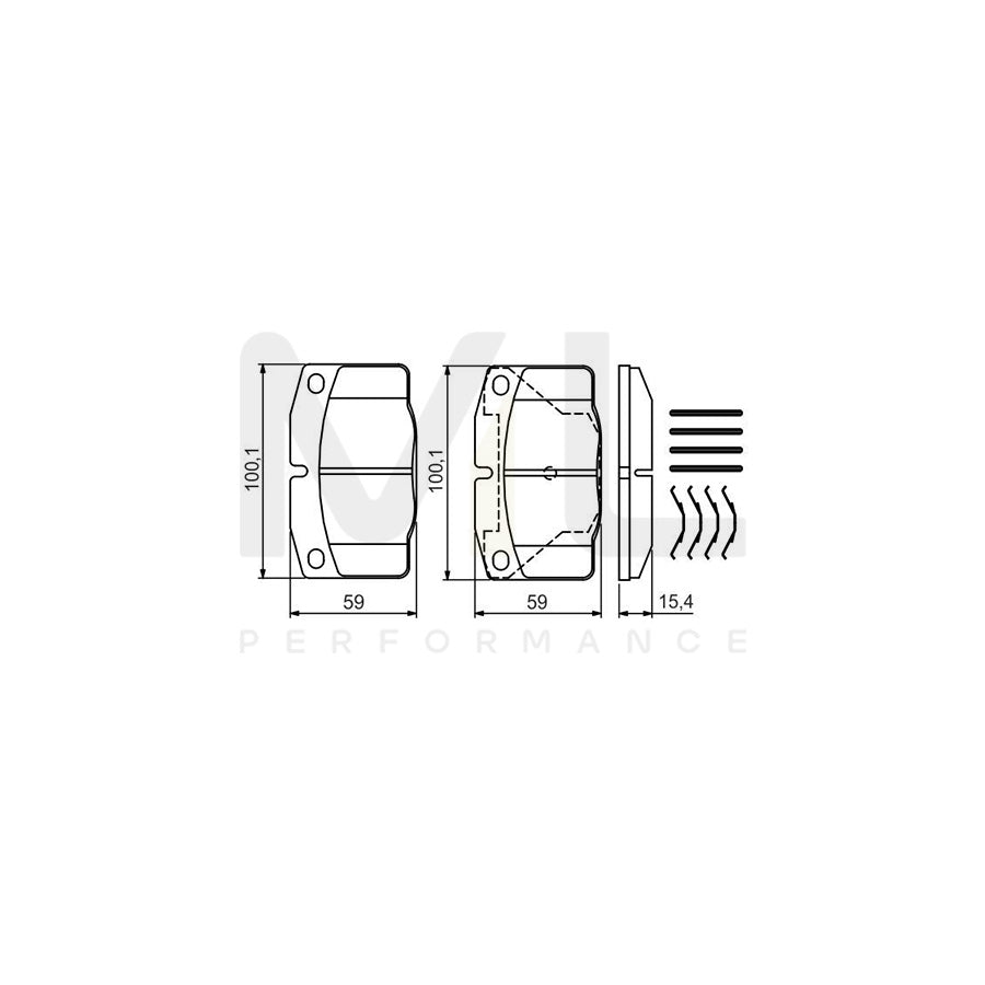 Bosch 0986469390 Brake Pad Set With Anti-Squeak Plate, With Spring BP747 | ML Performance Car Parts