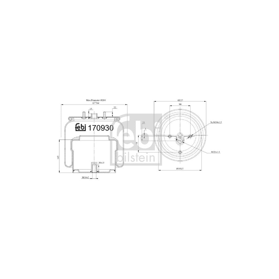 Febi Bilstein 170930 Boot, Air Suspension