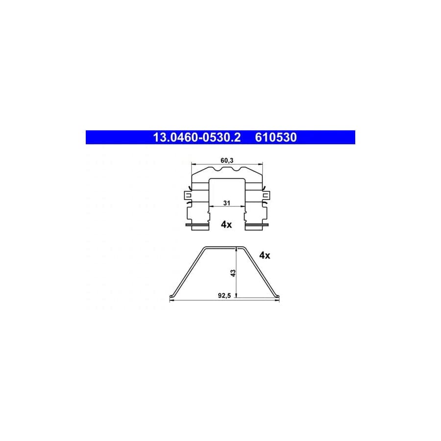 ATE 13.0460-0530.2 Accessory Kit, Disc Brake Pads