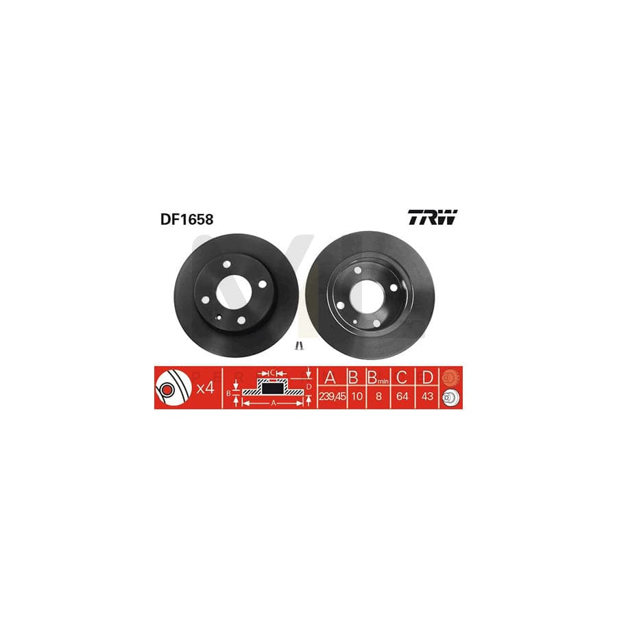 TRW DF1658 Brake Disc Solid, Painted, with bolts/screws | ML Performance Car Parts