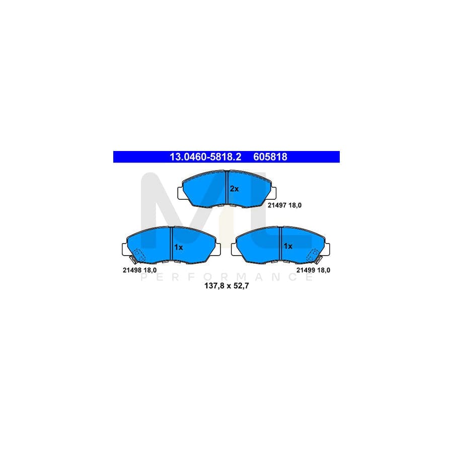 ATE 13.0460-5818.2 Brake pad set with acoustic wear warning | ML Performance Car Parts