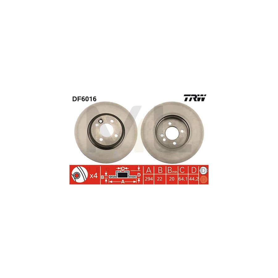 TRW DF6016 Brake Disc Vented | ML Performance Car Parts