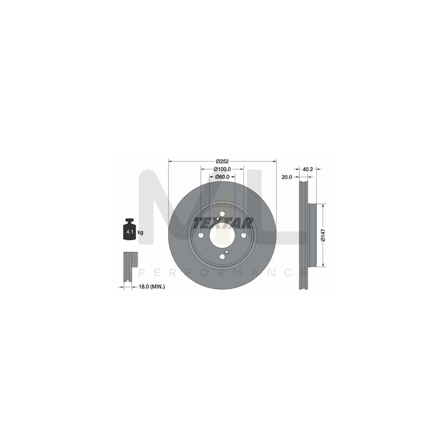 TEXTAR 92303703 Brake Disc Internally Vented, Coated, without wheel hub, without wheel studs | ML Performance Car Parts