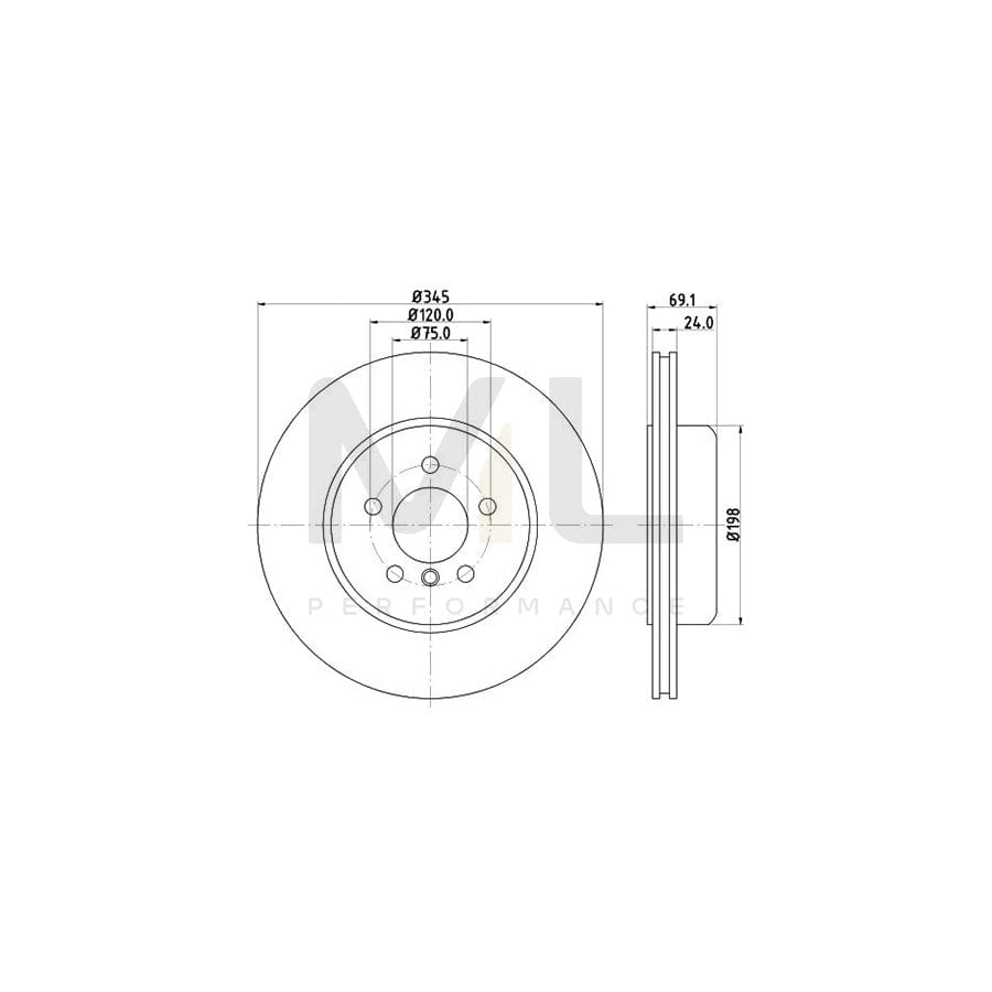 HELLA PRO 8DD 355 119-281 Brake Disc Internally Vented, Coated, without wheel hub, without wheel studs | ML Performance Car Parts