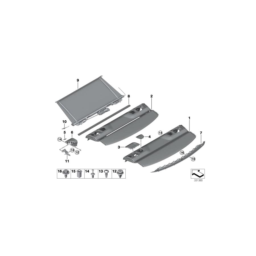 Genuine BMW 51467321373 F82 F32 Storage Tray, Retracting Sun Blind SCHWARZ (Inc. 428iX, 420dX & 428i) | ML Performance UK Car Parts