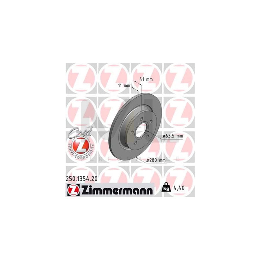 ZIMMERMANN COAT Z 250.1354.20 Brake Disc Solid, Coated | ML Performance Car Parts