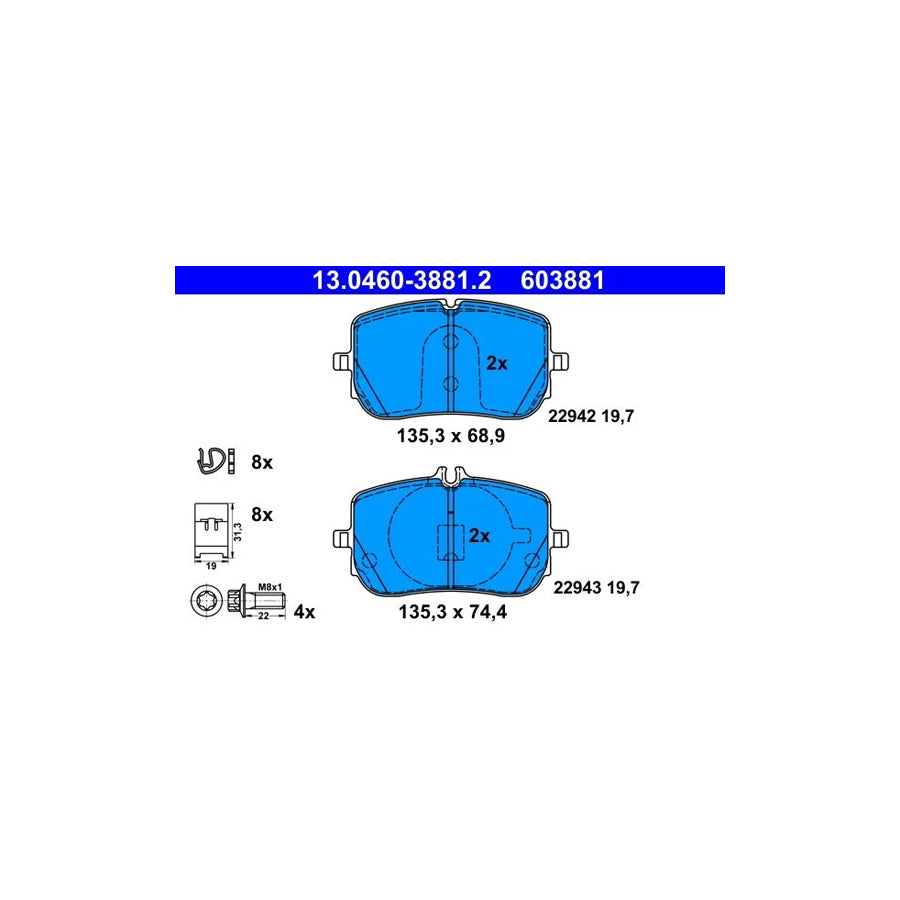 ATE 13.0460-3881.2 Brake Pad Set