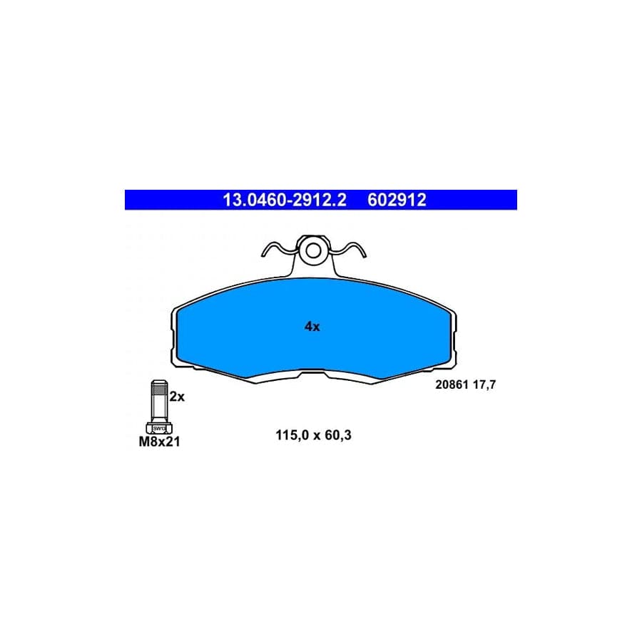 ATE 13.0460-2912.2 Brake Pad Set For Ford Sierra