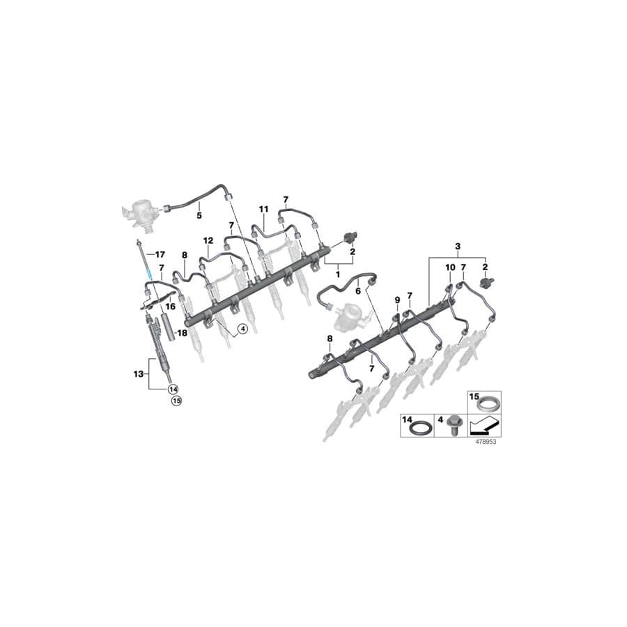 Genuine BMW 13538623429 RR31 G12 High Pressure Pipe ZYL. 3 (Inc. Cullinan Black Badge, Phantom EWB & Cullinan) | ML Performance UK Car Parts