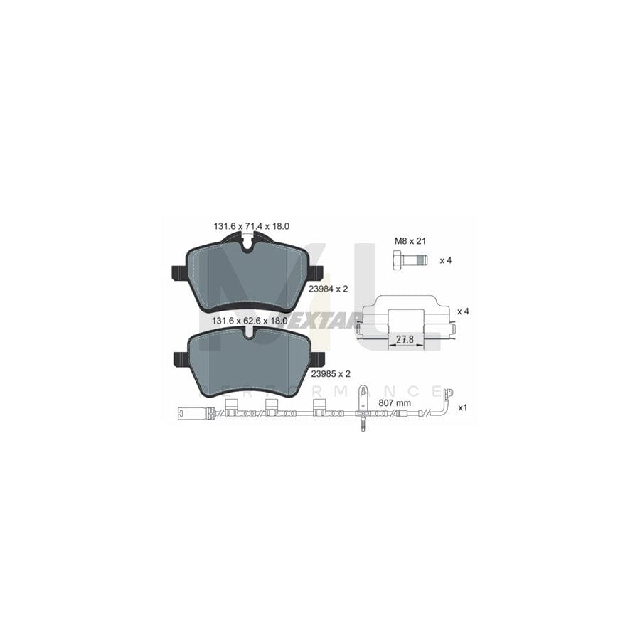 TEXTAR 2398407 Brake pad set for MINI Hatchback (R56) incl. wear warning contact, with brake caliper screws, with accessories | ML Performance Car Parts