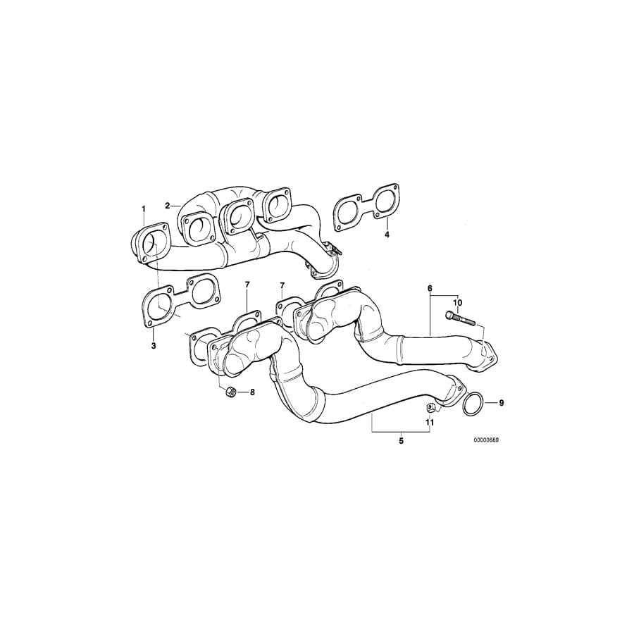 Genuine BMW 11621737412 E34 E31 E32 Exhaust Manifold ZYL.1+3 (Inc. 540i, 730iL & 740i) | ML Performance UK Car Parts