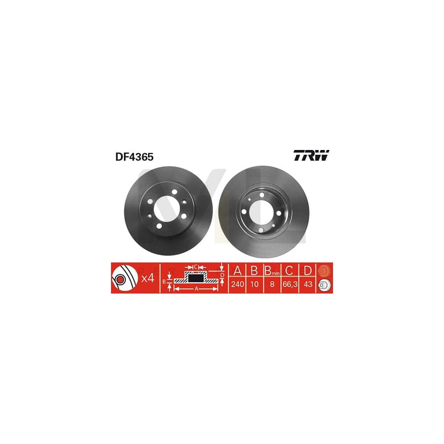 TRW DF4365 Brake Disc Solid, Painted | ML Performance Car Parts