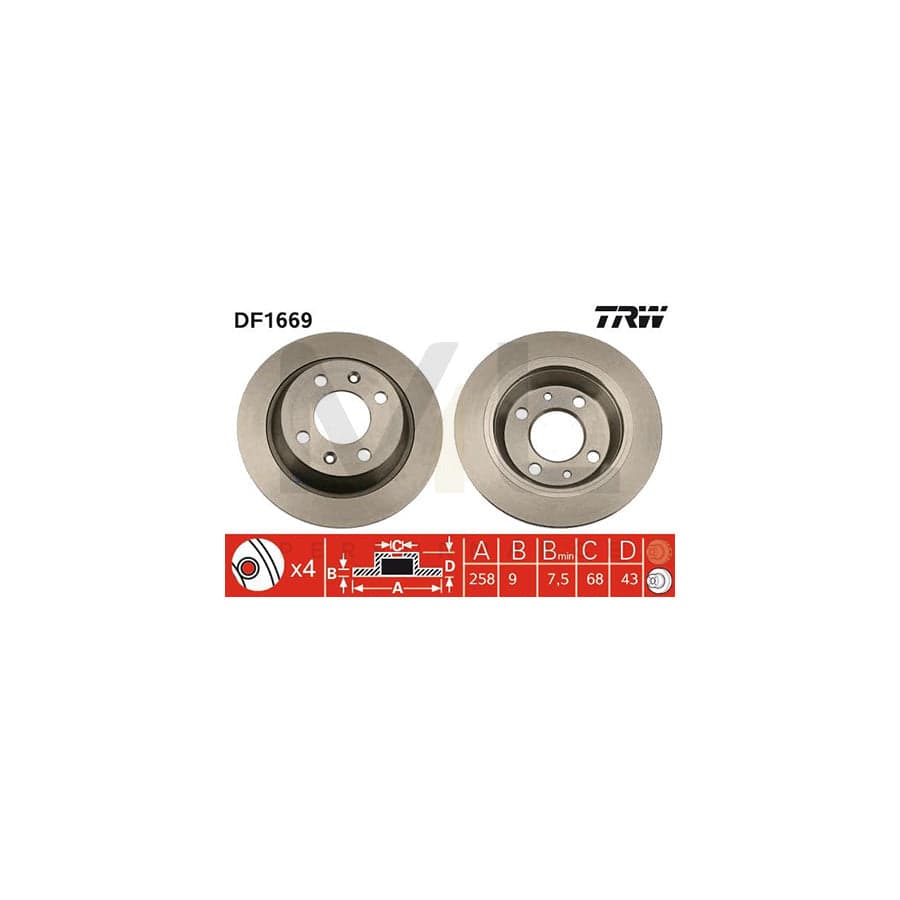 TRW DF1669 Brake Disc Solid, Painted, with bolts/screws | ML Performance Car Parts