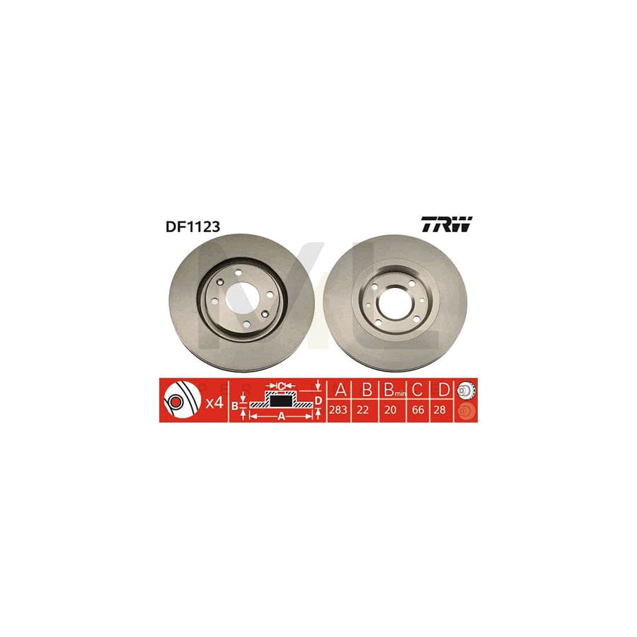 TRW DF1123 Brake Disc Vented, Painted | ML Performance Car Parts