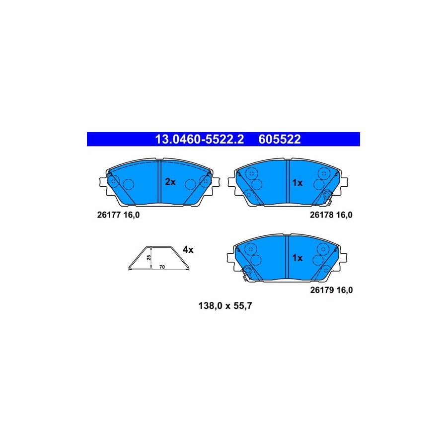 ATE 13.0460-5522.2 Brake Pad Set For Mazda 3