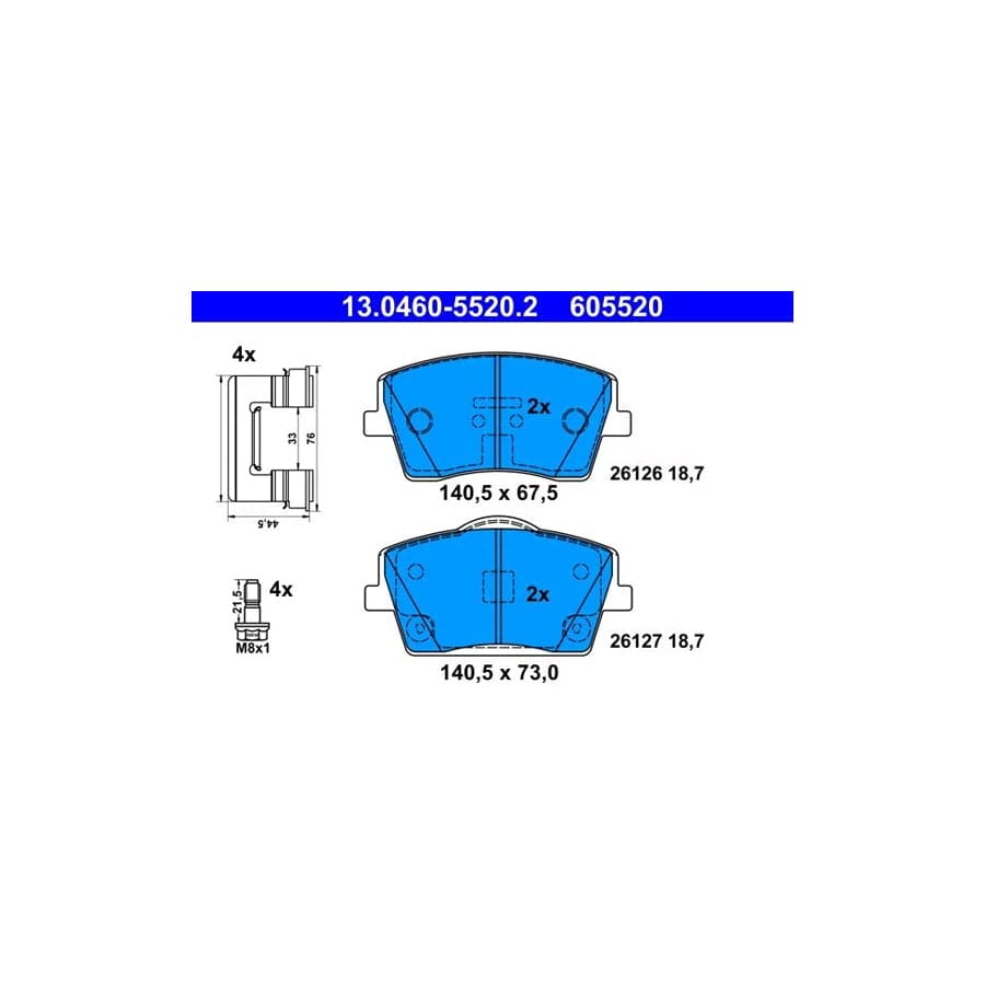 ATE 13.0460-5520.2 Brake Pad Set For Volvo Xc40 (536)