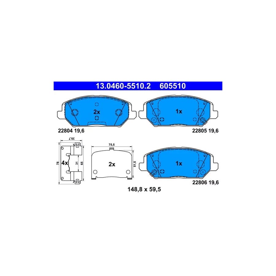 ATE 13.0460-5510.2 Brake Pad Set