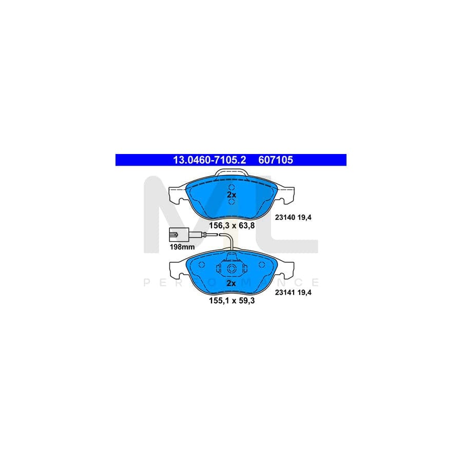 ATE 13.0460-7105.2 Brake pad set incl. wear warning contact | ML Performance Car Parts