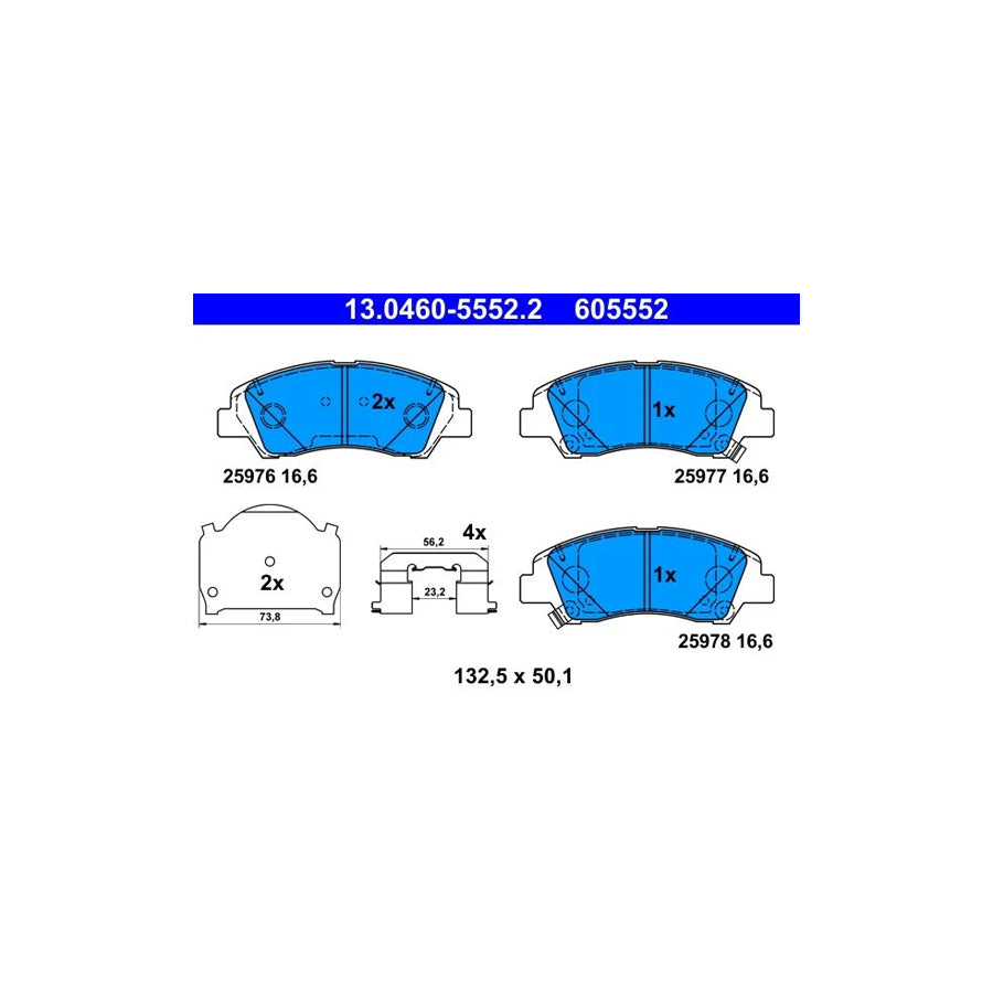 ATE 13.0460-5552.2 Brake Pad Set For Hyundai I10