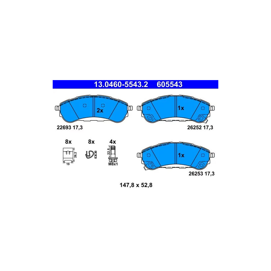 ATE 13.0460-5543.2 Brake Pad Set For Ford Ranger Mk3 (Tke)