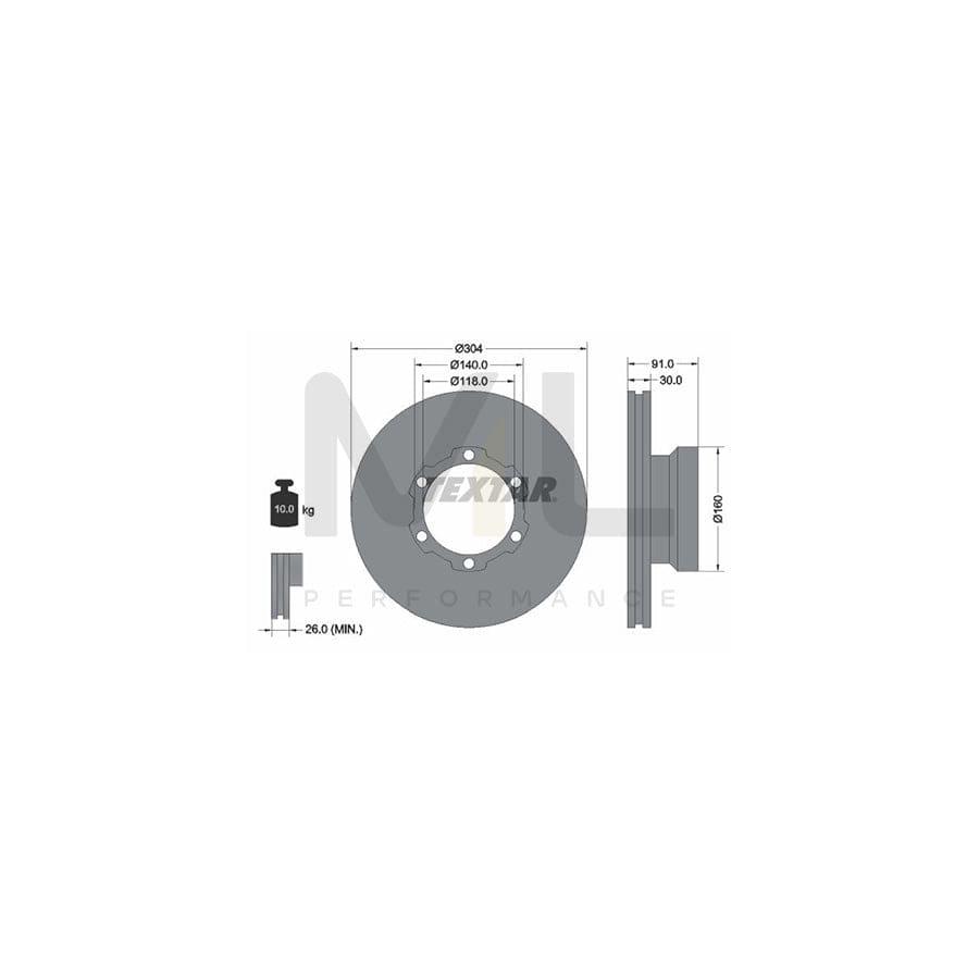 TEXTAR 93087400 Brake Disc Internally Vented, without wheel hub, without wheel studs | ML Performance Car Parts